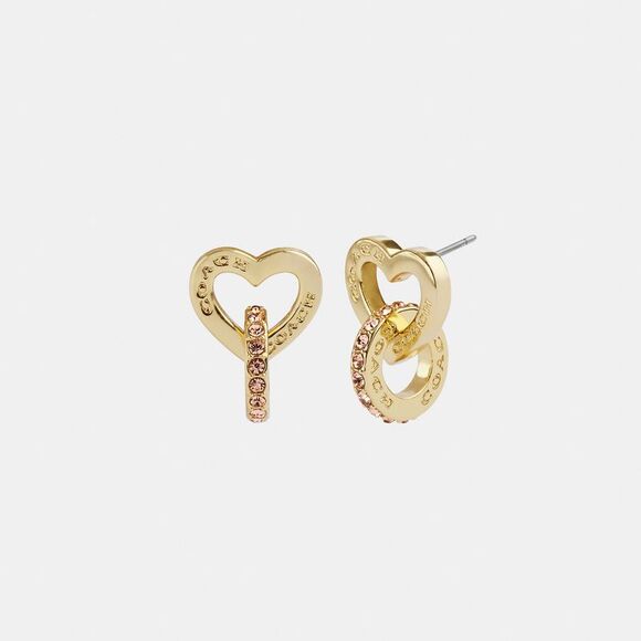 NWT Coach Outlet Interlocking Open Circle Heart Earrings - Picture 1 of 3